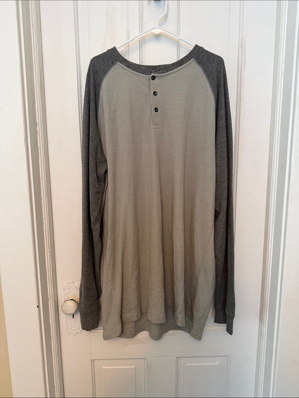 Men's Two-Tone Grey Henley Long Sleeve Shirt